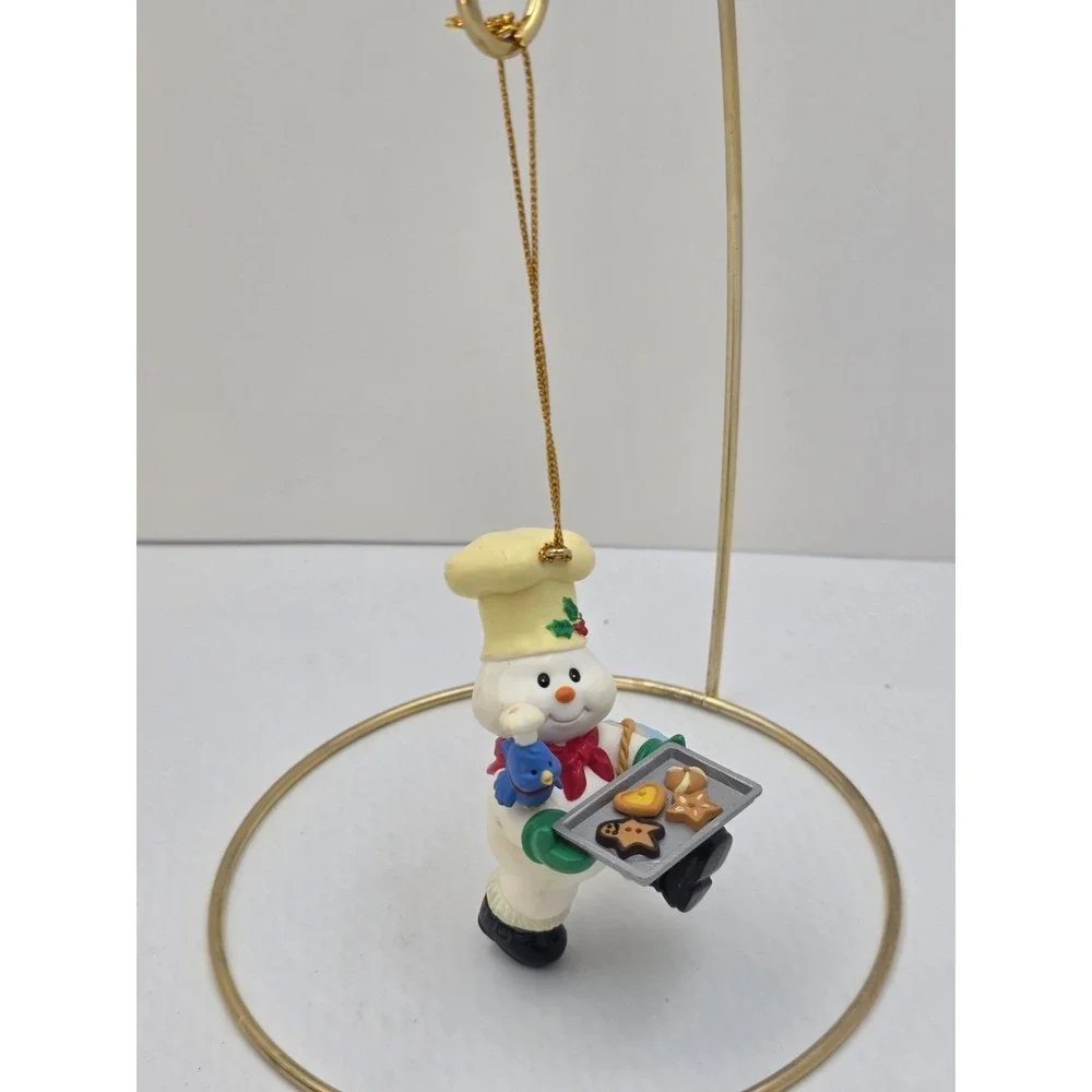 VTG 1997 Mistletoe Magic Snowman Baker Christmas Ornament Cookies‎ Bird 3.5